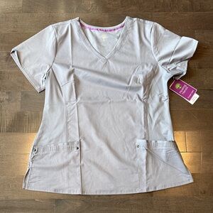 Healing Hands Light Gray V-Neck Scrub Top